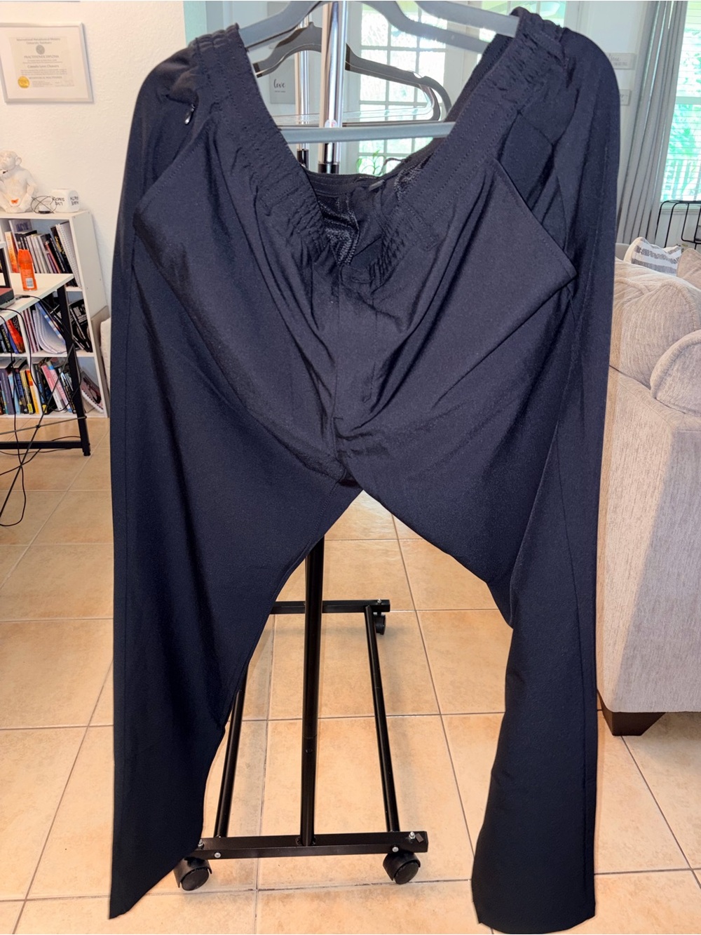 Men's Black Relaxed-Fit Drop-Crotch Pants